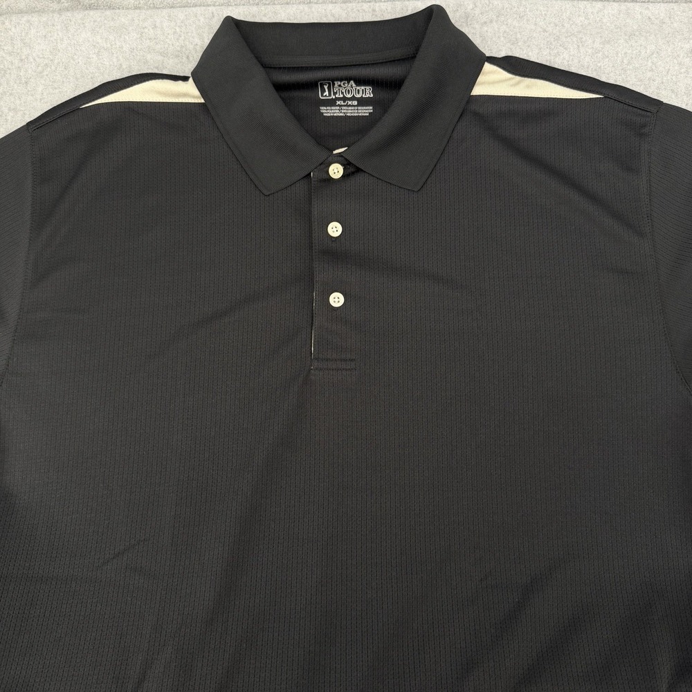 Mens Black PGA Tour Golf Polo Shirt Size XL Extra Large Dad Grandpa Tee Time